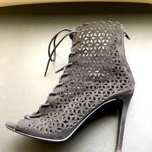 Black Forever21 mesh strap heels boots